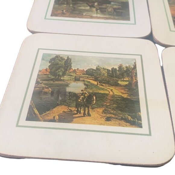 Vintage Clover Leaf Set of 6 Table Mats Coasters Constable Prints With Box - Picture 6 of 15